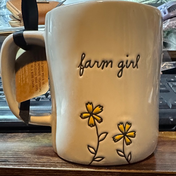 Rae Dunn Other - Rae Dunn NWT Farm Girl Ceramic Mug with Yellow Flower Design